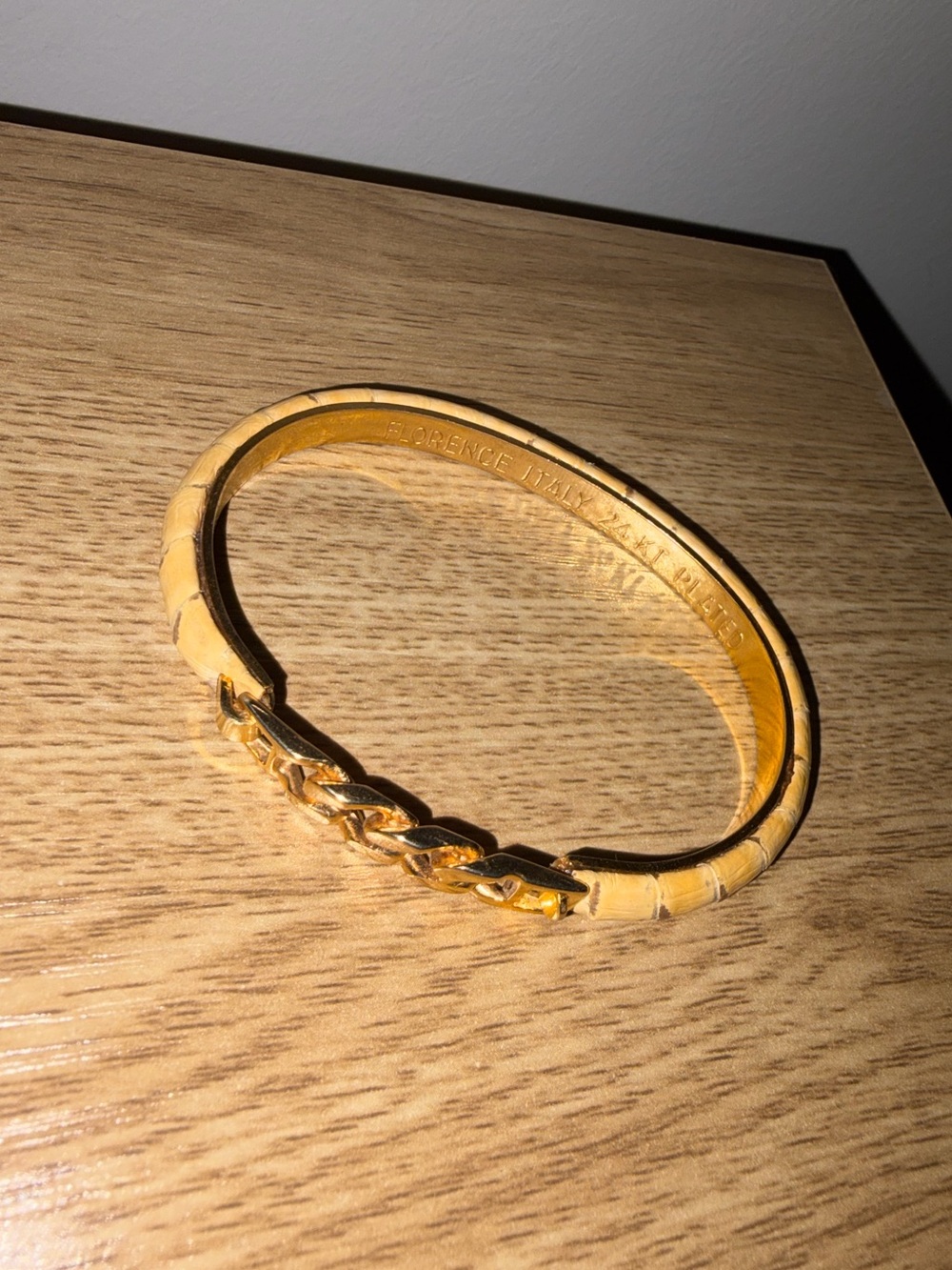 Vintage Florence Italy 24K Plated Snake Skin Bracelet